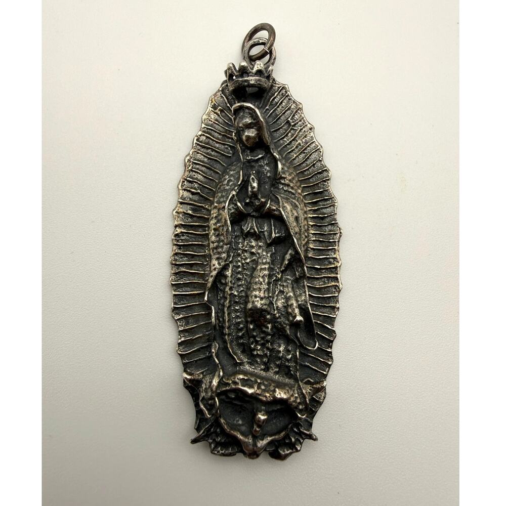Vintage Sterling Silver "Our Lady of Guadalupe" Pendant | 32g | Genuine 925